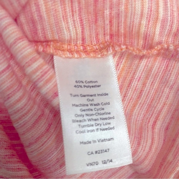 Talbots Womens T Shirt Size Small Pink Orange Short Sleeve Crew Neck Striped - Picture 6 of 9